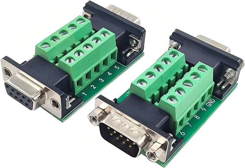 Willwewon 2PCS DB9 Female and Male Connector in One Breakout Board,RS232 D-SUB Serial to 9-pin Port Terminal Adapter Module - Image 1
